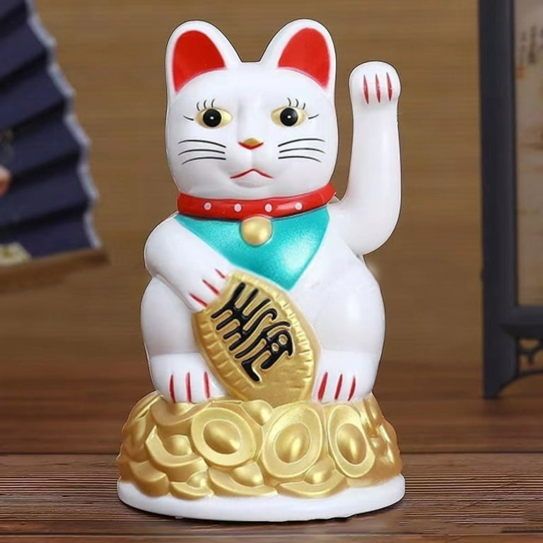 26cm/10.2 Lucky Cat MANEKI NEKO Beckoning Waving Arm Wealth Prosperity  FengShui