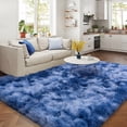 thumbnail image 2 of rugs 9x12ft Large Fluffy Area Rugs for Bedroom, Tie-Dye Blue Soft Carpet Shag Kids Rug with Non-Slip Stickers Rug Pads Living Room Bedroom Independence Day Father's Day Gifts Decora, 2 of 11