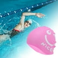 thumbnail image 2 of Unique Bargains 1 Pc Silicone Funny Face Swim Cap Pink White, 2 of 5