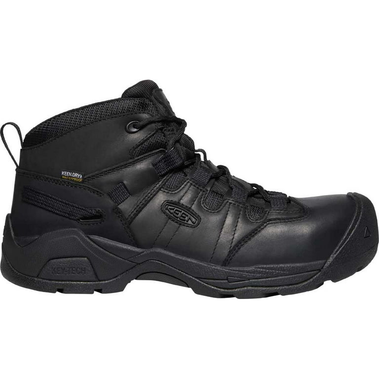 Men s KEEN Utility Detroit XT Mid Steel Toe Waterproof Work Boot Black Black Waterproof Leather 10.5 2E Walmart