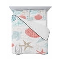 thumbnail image 7 of Quilts Full Size Bedding Set, Teal Red Coastal Nautical Lightweight Quilted Comforter, Beach Sea Turtle Ocean Coral Starfish Soft Bedspread Coverlet with Pillow Covers for All Season, 78" x 90", 7 of 7