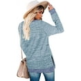 thumbnail image 2 of Women's Crewneck Pullovers Color Block Long Sleeve Side Split Tunic Tops, 2 of 2