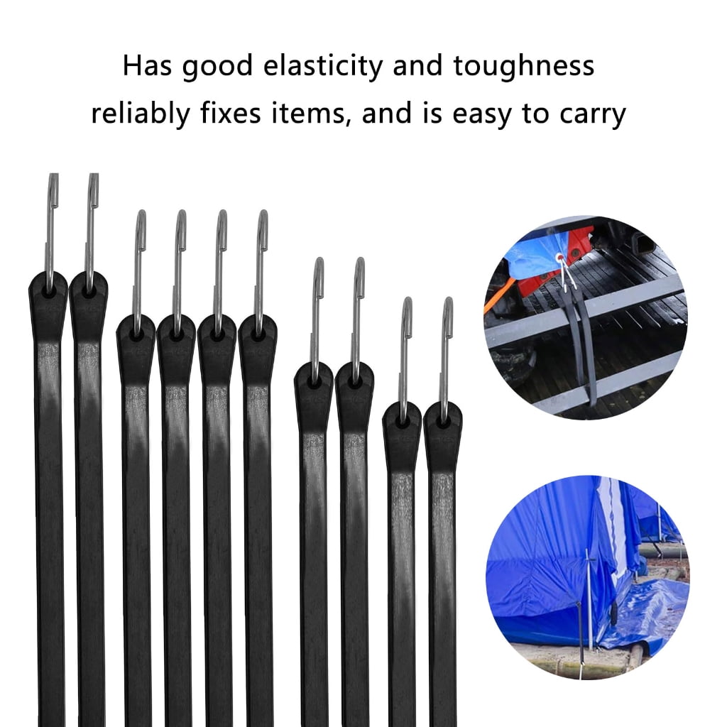 BQBQERT 10Pcs Rubber Tie Down Straps Bungee Cords with Hook Enduring Outdoor Tarp Straps Adjustable Tarp Straps Easy to Use