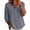 Gray, variant on Womens Collared 3/4 Sleeve tops 100% Cotton V-Neck Half-Button Blouse with Puff Sleeves Relaxed Fit Casual Summer Shirt