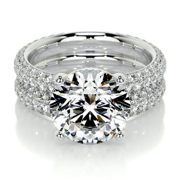 First Jewel 2 Ct Lab Created Diamond Round Cut Bridal Set Engagement Wedding Rings in 14K White Gold Over - Perfect for Women's - Ideal for Gifting on Special Occasions - Wedding Diamond Rings