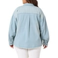 thumbnail image 3 of Agnes Orinda Women's Plus Size Button Down Long Sleeve Denim Shirts 4X Pale Blue, 3 of 6