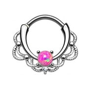 Septum Daith Rook Hinged Clicker Syntactic Opal Set Nose Ring 16 Gauge