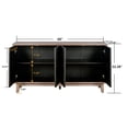 thumbnail image 3 of Atumcto 60" Mid Century Sideboard Buffet Cabinet with 4 Convex Diamond Pattern Doors, 2 Shelves & Solid Wood Legs for Living Room, Antique Black, 3 of 10