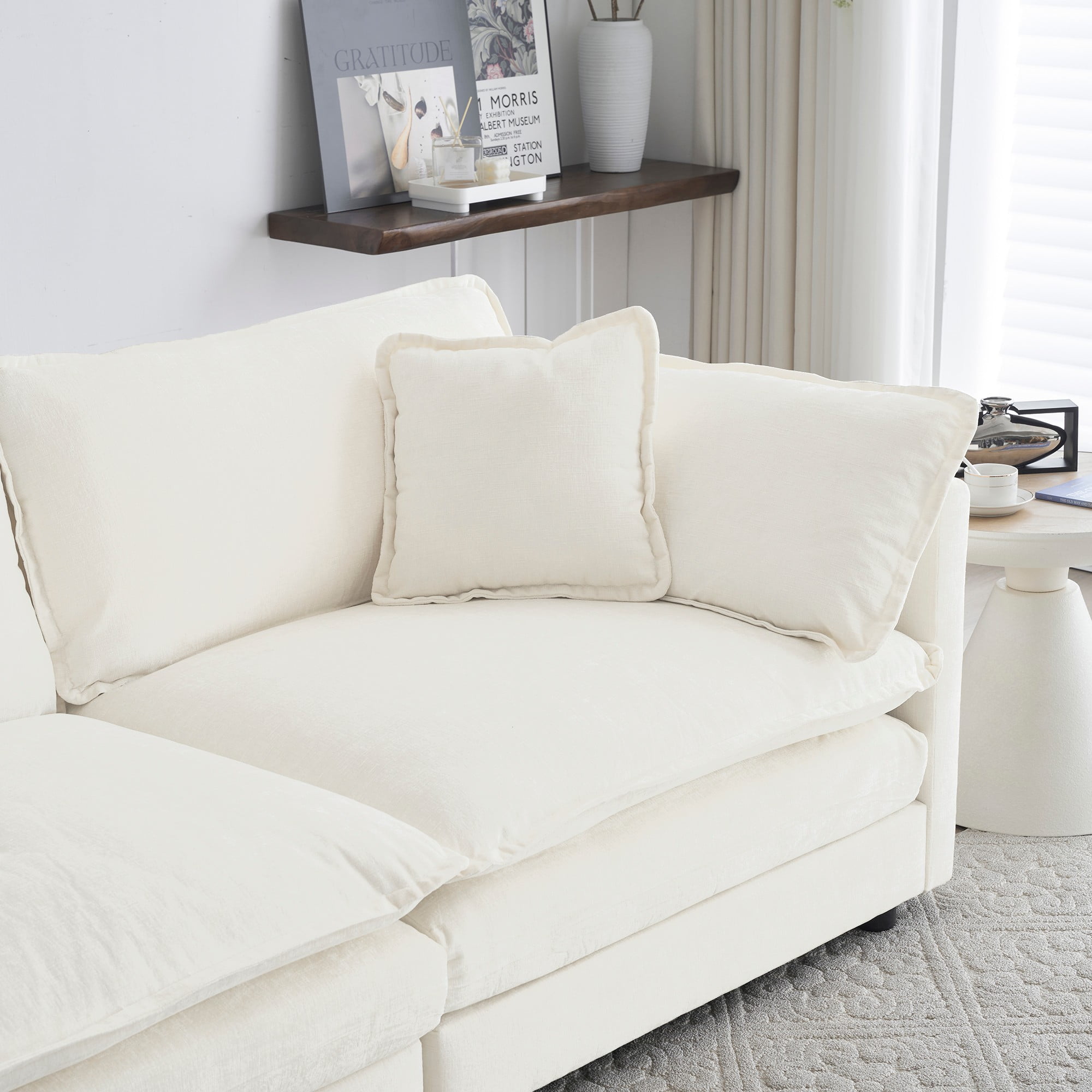 2 - Piece Living Room Set, 2 Pieces Upholstered Loveseat and Couch for Home Office Lounge, Sofa Set of 2, 2-Piece (2+2 Seat) Couch Set for Living Room (White)