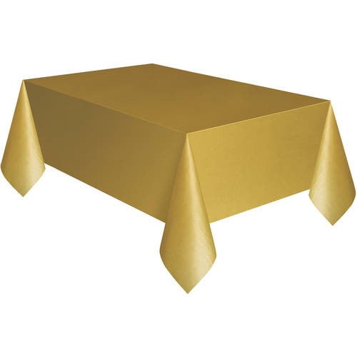 54" x 108" Tablecloth Gold Rectangle Plastic Party Table Cover