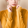 thumbnail image 3 of Turtleneck Sweater for Women Fashion Solid Color Casual Knitted Cotton Long Sleeve Warm Wool Tunic Tops Slim Pullover Basic Tops Jumpers Blouse, 3 of 3