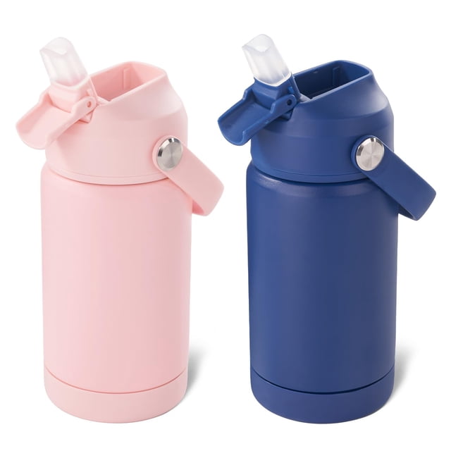 Botella de agua Kerilyn Kids de acero inoxidable, 350 ml, paquete de 2 unidades, azul+rosa