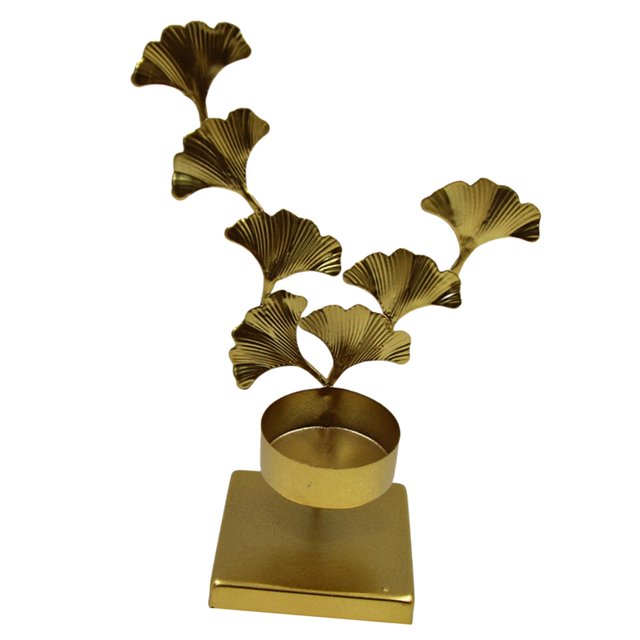 Candelabro de Metal, candelabro, banquete, cena, luz de velas, adorno decorativo de escritorio para Navidad, cumpleaños, Acción de Gracias Hojas de