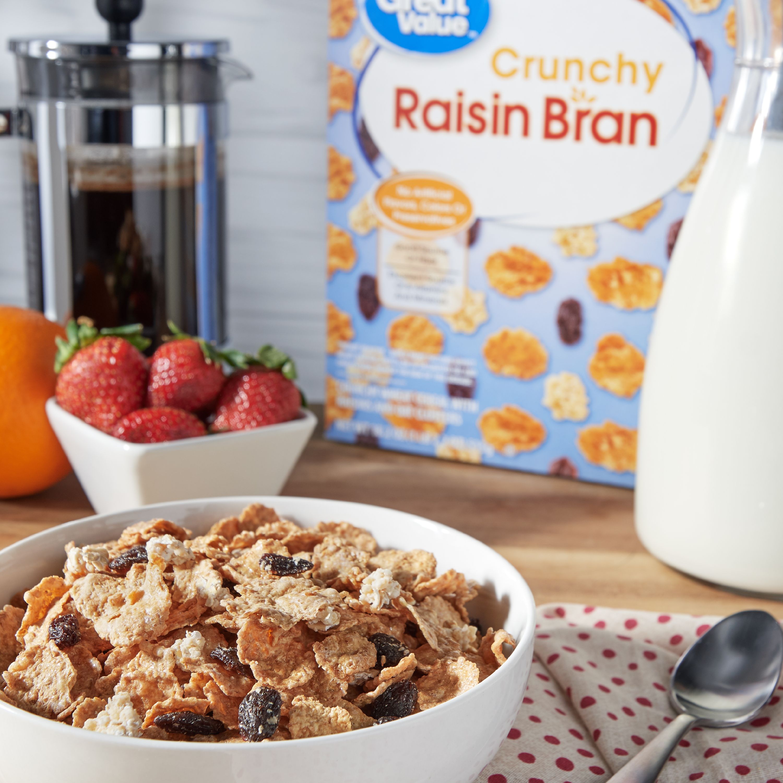 (3 Pack) Great Value Crunchy Raisin Bran Cereal, 18.2 Oz