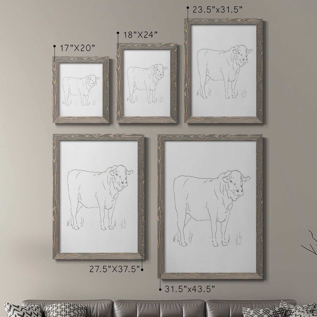 Limousin Cattle I - Premium Framed Canvas 2 Piece Set - Ready to Hang