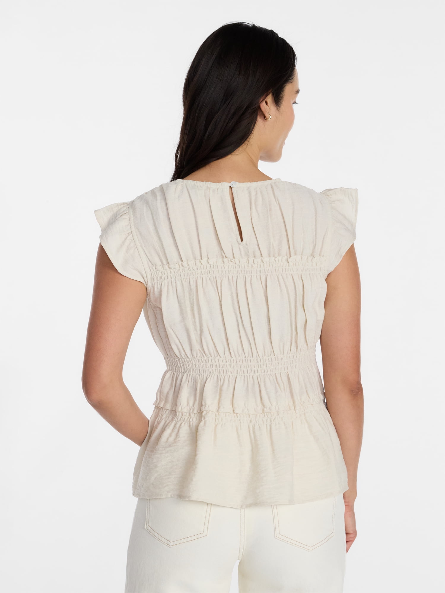 Time and Tru Women's Sleeveless Smocked Femme Top, Sizes XS-XXXL