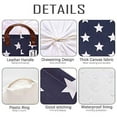 thumbnail image 3 of Sea Team Stylish Star Pattern Canvas Fabric Storage Basket Collapsible Geometric Design Storage Bin with Drawstring Cover and PU Leather Handles, 16.5 by 11.8 inches, Navy, 3 of 7