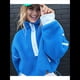 thumbnail image 5 of Suéter de Media Cremallera para Mujer, Sudadera Suave de Gran Tamaño con Bolsillos, Suéter Cálido Azul L, 5 of 10
