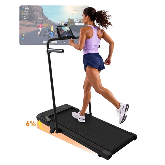 Sundorei treadmill with Handrail and Phone Holder for Home Office, 6% Incline Under Desk Treadmill, 3 in 1 Portable Mini Treadmill for Walking, Remote Control, 2.5HP Quiet Motor, 300 lbs Capacity