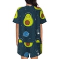 thumbnail image 3 of Lsque Avocado in Space Women's Short-Sleeved Pajama Set - 2 Piece Soft and Lightweight Sleepwear Set-Large, 3 of 9