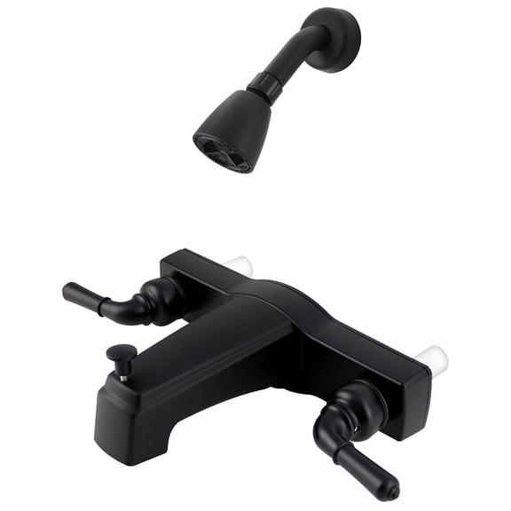 Laguna Brass 3310BK/4010BK Mobile Home Two Handle 8″ Tub and Shower Diverter with Matching Shower Head/Arm/Flange Black Finish