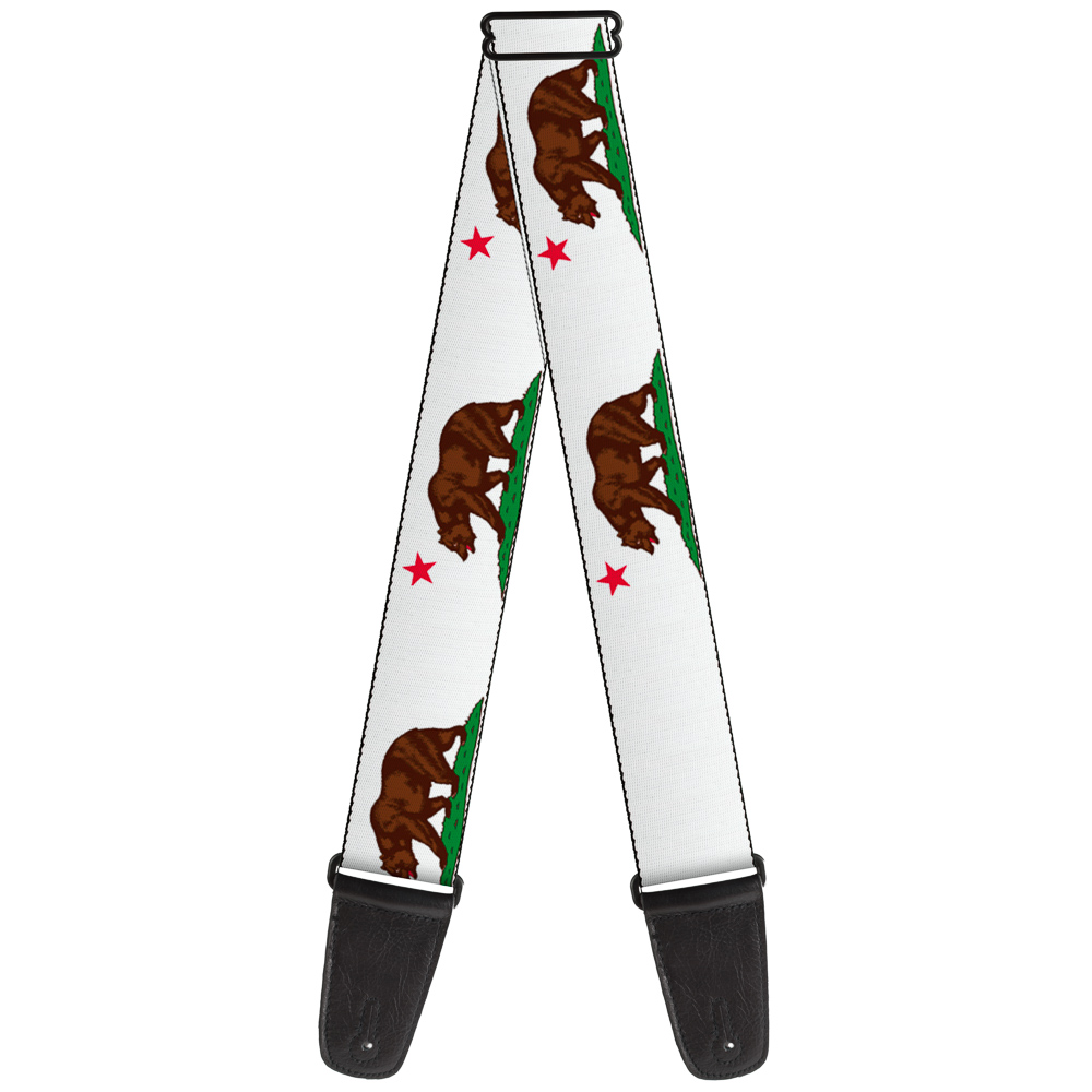 Buckle-Down Guitar Strap, Cali Bear White, 2 Inches Wide