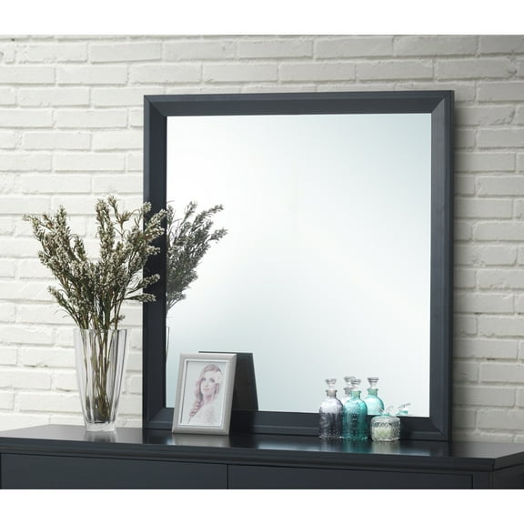 Modern Black Wall-Mounted Vanity Mirror for Bedroom Dresser