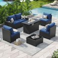 thumbnail image 4 of Aoxun 7 Pcs Outdoor Patio Furniture Sets with with 44'' Fire Table, Widen Armrests Wicker Outdoor Sectional for Backyard (Waterproof Cover Include), 4 of 6