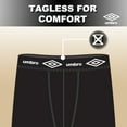 thumbnail image 5 of Umbro Mens Boxer Briefs Active Performance Breathable Underwear for Men, Black/Maroon/Teal Medium 6-Pack, 5 of 7