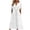 White, variant on MIOU Women's Summer A-Line Skirt with Pockets; V-neck with button closure; Ribbed, printed, pleated, solid-color, short-sleeve midi dress