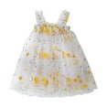 thumbnail image 1 of Hpapadks Robe Bébé Fille Sans Manches Fleurs Brodées Robe à Bretelles en Tulle Robes Filles Jaune 5-6 Ans, 1 of 4