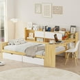 thumbnail image 6 of Mirightone Full Size L Shaped Daybed with Storage Drawers, Full Corner Bed with Desk and Bookshelf, Space-Saving, Natural & White, 6 of 7