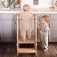 thumbnail image 4 of HARPPA Toddler Tower with Adjustable Height and Anti-Slip Protection, Kids Standing Tower with Safety Rail, Nordi Kids Kitchen Tower with Chalkboard, Natural, 4 of 11