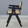 thumbnail image 4 of Set of 2 Dining Chairs, Wooden Armchair with Rattan Weaving Process, Armrest Solid Wood Dining Chair, Living Room Chair, Simple and Natural, Black, 4 of 9