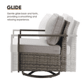 thumbnail image 4 of Planntonneo Wicker Patio Chairs Set of 2, Outdoor Rattan Swivel Glider Rocking Chairs with 4'' Grey Cushions for Porch Balcony Backyard, 4 of 6