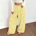 thumbnail image 5 of Women's Flannel Pajama Pants Elastic Waist Wide Leg Fuzzy Lounge Pants with Pockets Valentine's Day Winter Sleepwear Causal Sleep Pj Bottoms Pants, 5 of 8