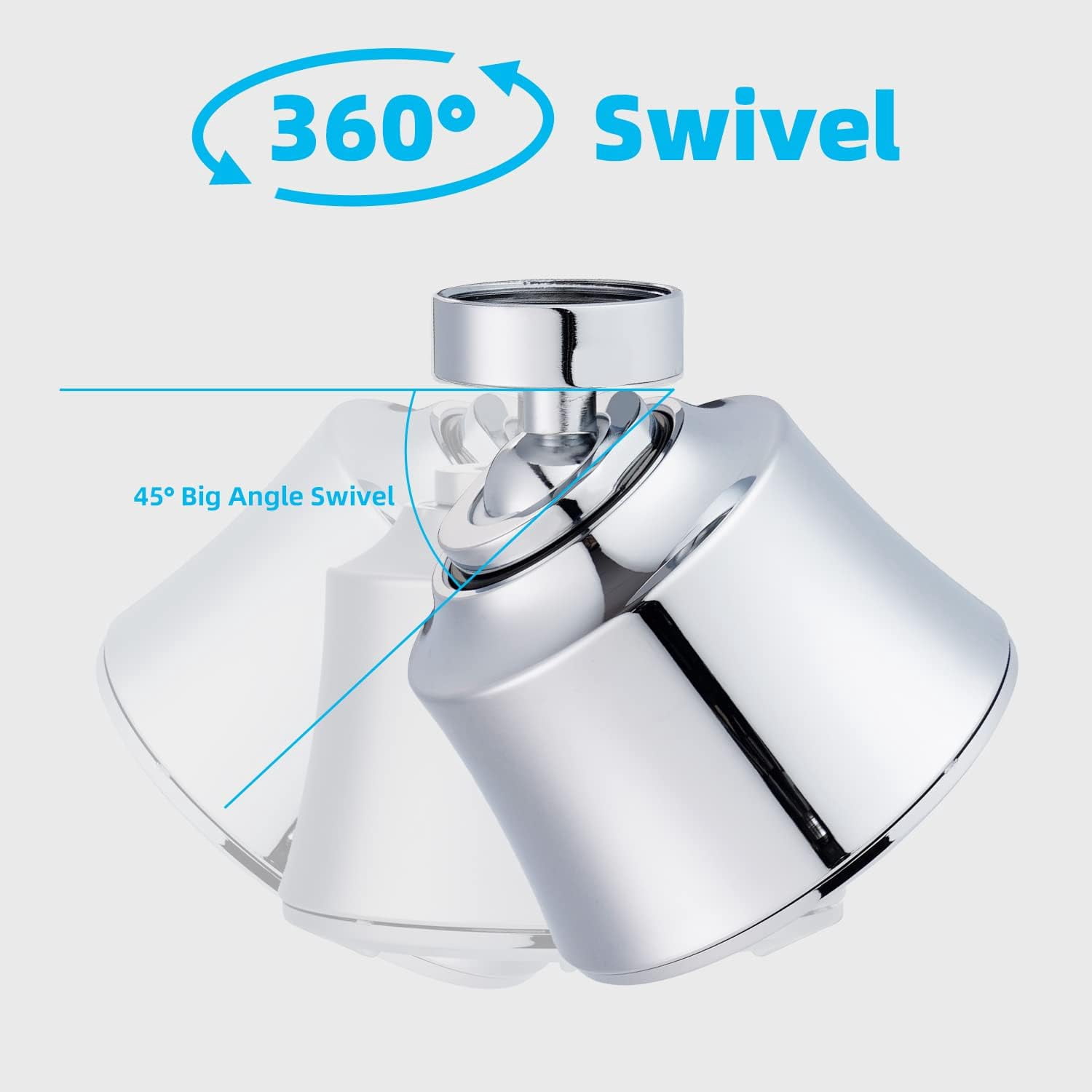 Kitchen Sink Faucet Head with Metal Ball Joint, 360° Swivel Faucet Sprayer Head, Big Angle Sink Faucet Aerator Adapter 55/64-27UNS Female Thread, 4 Spray Modes, Extra Metal Adapters, Chrome