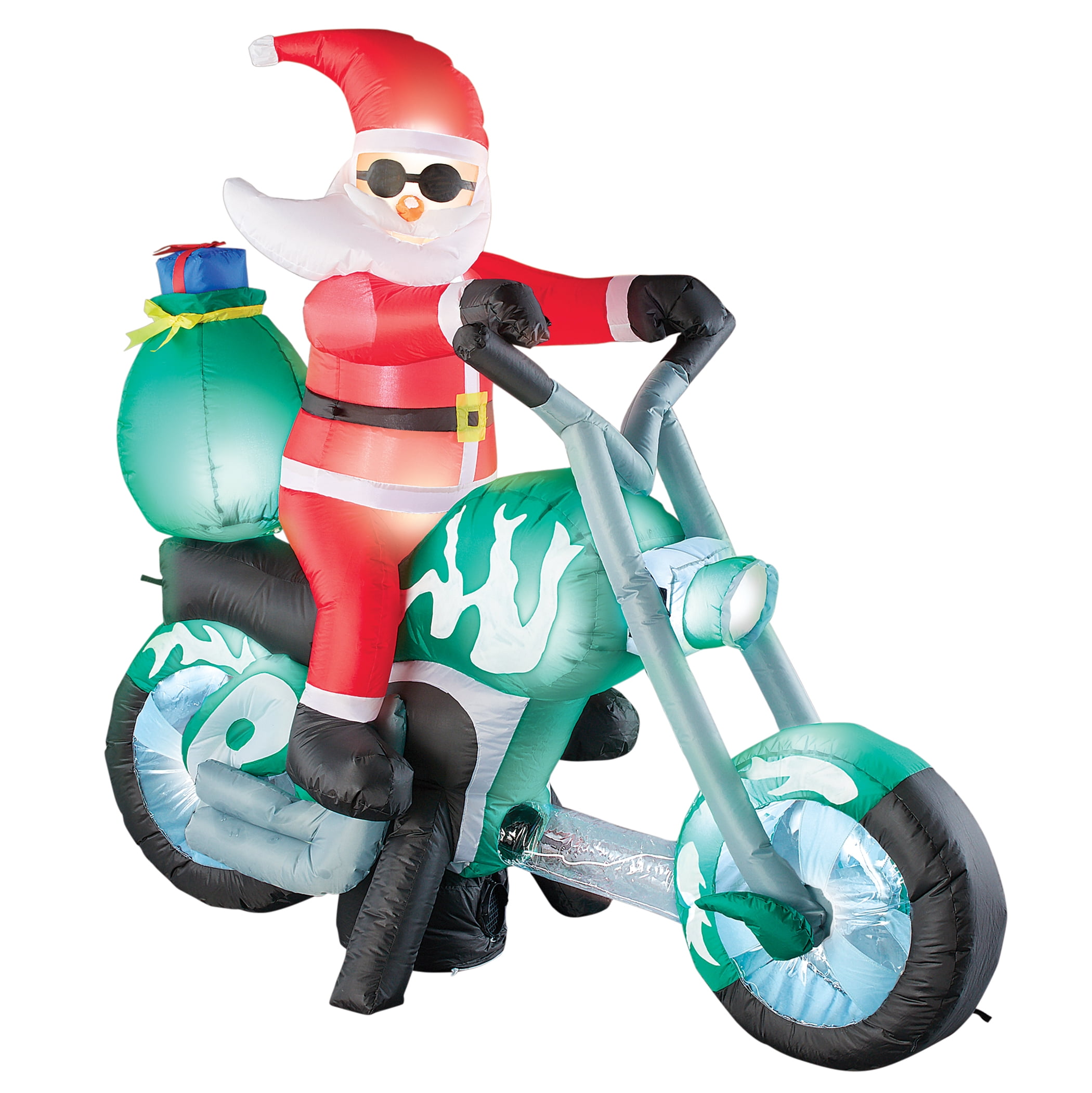 Collections Etc. 5Foot Long Santa on Motorcycle Sleigh Lawn Inflatable