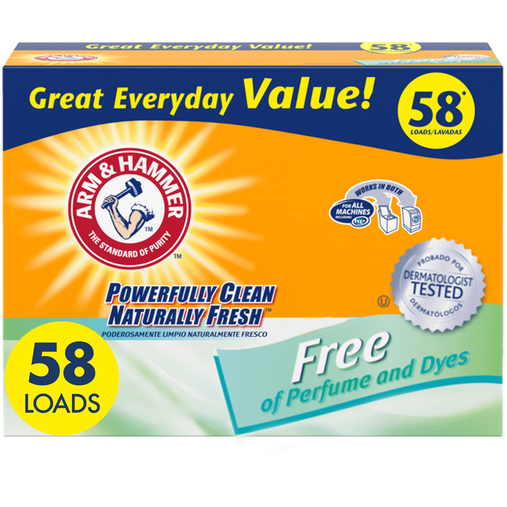 Arm & Hammer Powder Laundry Detergent, Free of Perfume and Dyes, 58