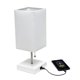 thumbnail image 1 of Simple Designs LT1088-WOW Petite White USB carga mesita de noche lámpara de mesa interruptor de cadena de tracción pantalla blanca, 1 of 1