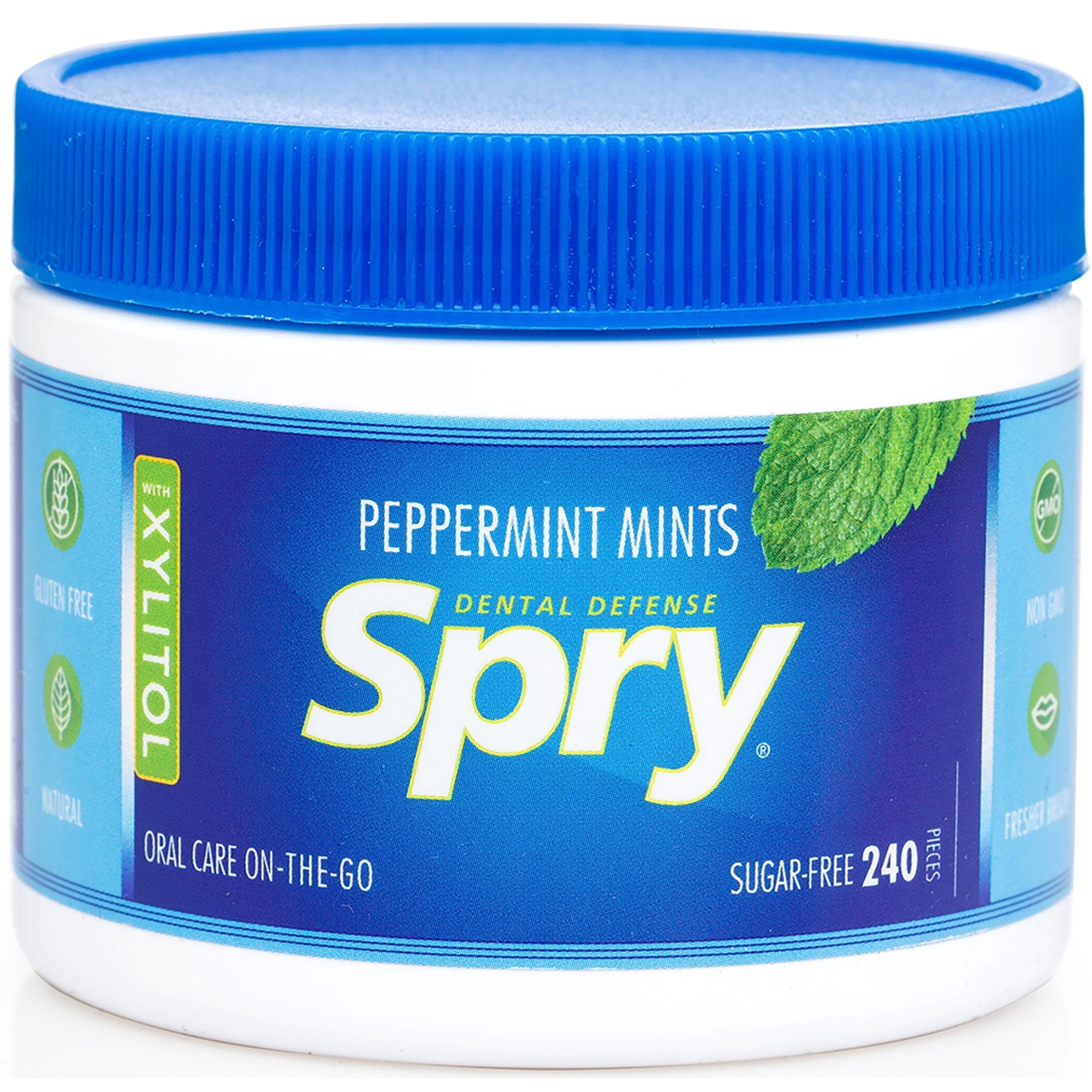 Spry Sugar-Free Xylitol Mints for Oral Health Gluten-Free Bad Breath Peppermint 240 Count 3 Pack