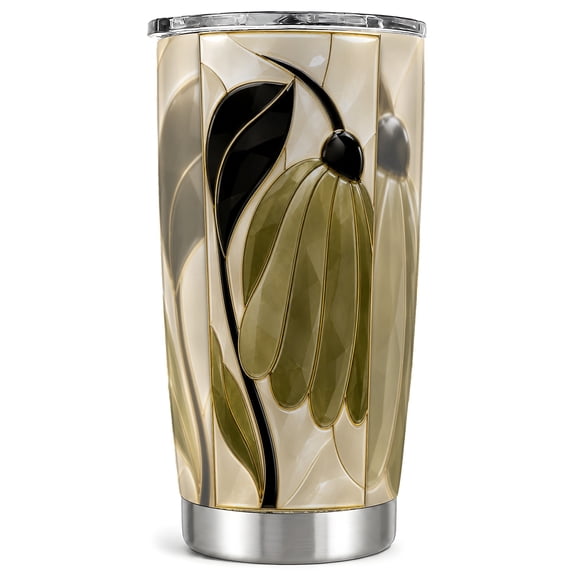 Stained Glass Tumbler 20oz, Coneflower Tumbler, Stainless Steel Travel Cup