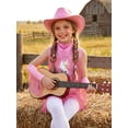 thumbnail image 3 of Aiihoo Kids Cowboy Cowgirl Girls Jazz Latin Dance Outfit Sleeveless Sequin Rhinestone Tassel Tops with Fringed Skirt Gloves Hat Pink 6, 3 of 5