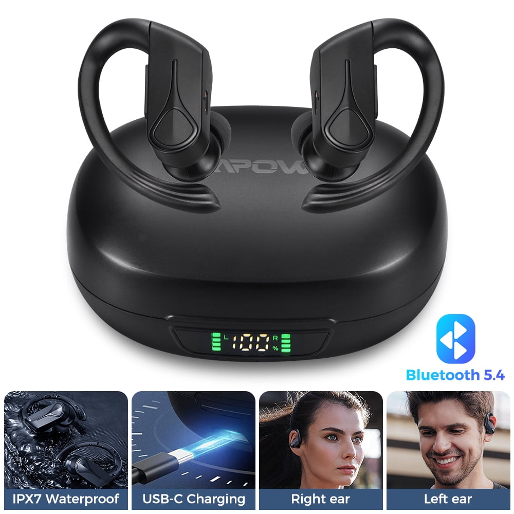 Mpow Flame Solo Bluetooth 5.3 Headset ENC Noise Cancelling Mic IPX7 Waterproof Earpiece for Phones Android Black Walmart