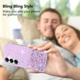 thumbnail image 2 of Phone Case for Samsung Galaxy S23 FE Case Clear Glitter Sparkle Pink Samsung S23 FE Case Silicone Transparent Shockproof Soft Cover Thin (Purple), 2 of 14