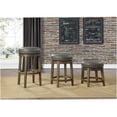 thumbnail image 2 of Westby 2-Pack Gray Faux Leather Swivel Counter Stools with Nailhead Trim, Solid Wood Frame Brown Finish, 2 of 4
