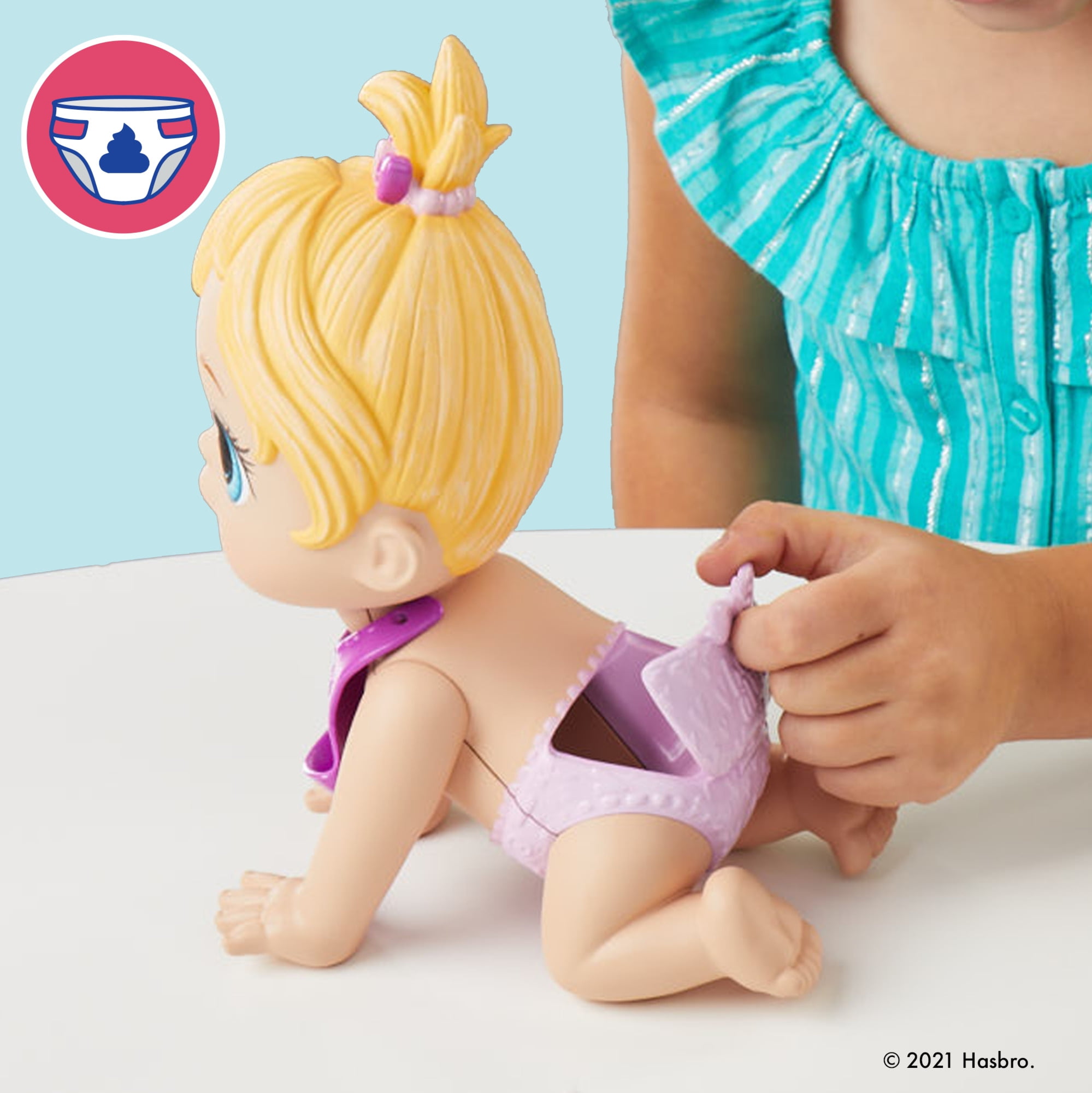 Baby Alive Lil Snacks Doll, Eats and "Poops," 8-inch Baby Doll Toy, Kids Ages 3+, Blonde Hair