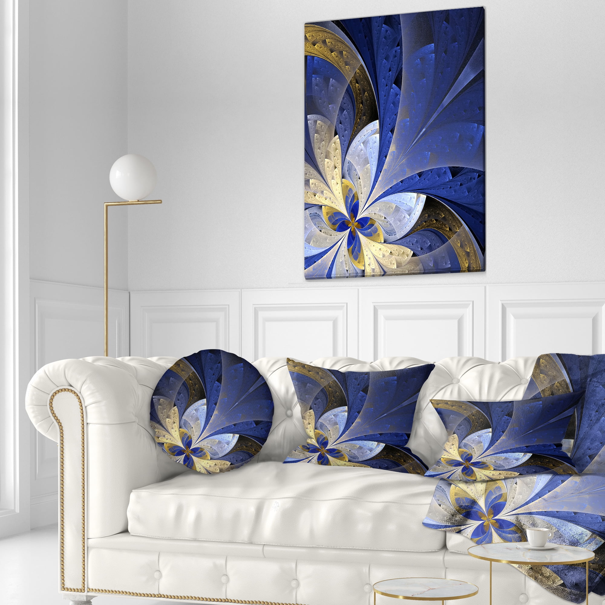 Designart 12" x 20" Contemporary, Modern Blue Polyester Throw Pillow