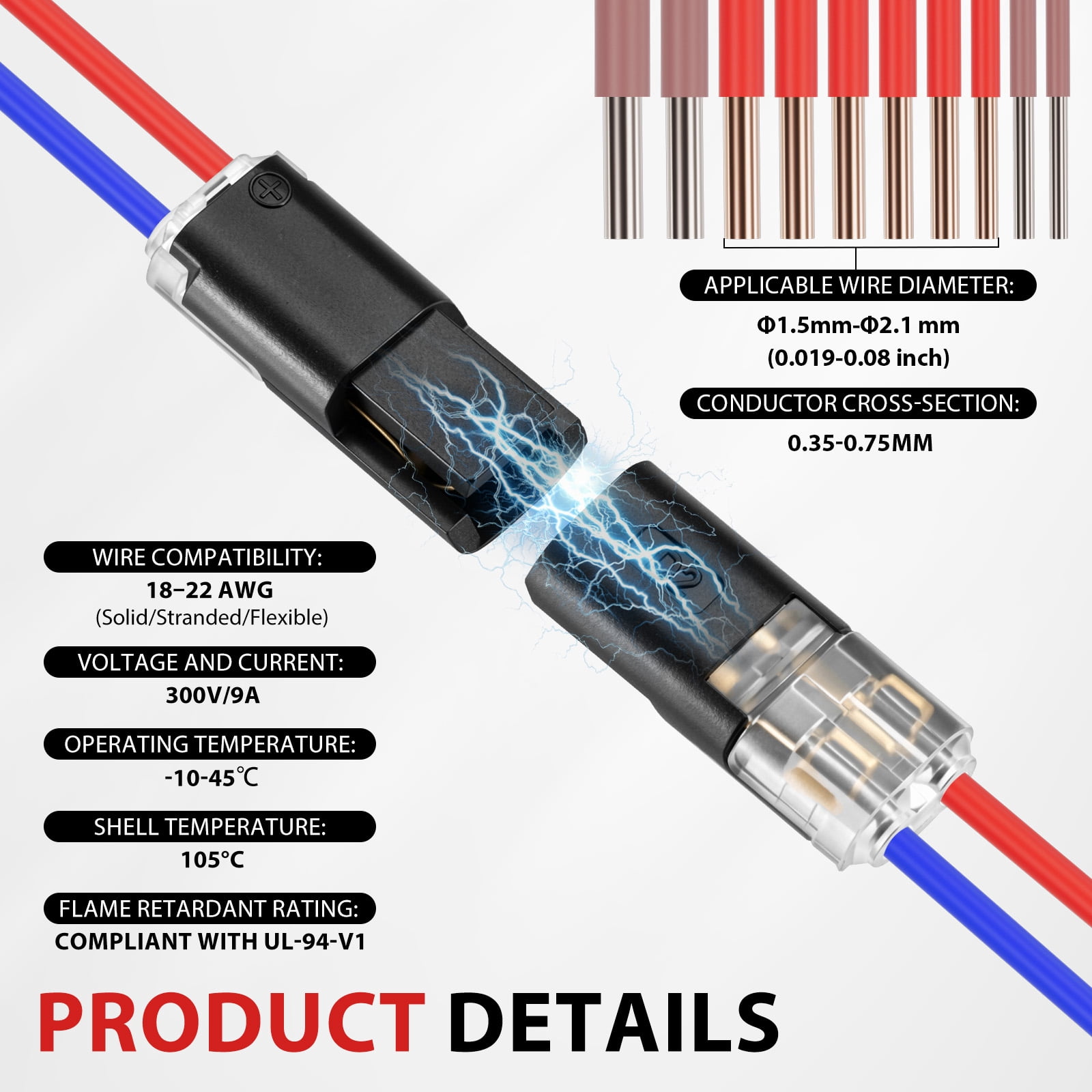 200 Pack Wire Connector for Low Voltage Wiring No Soldering Quick Wire Connector for Landscape Lighting LED Light Strip and Home Circuit Repair