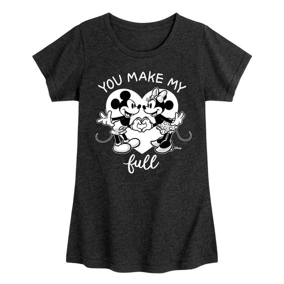 Disney - Mickey & Friends - Minnie & Mickey - You Make My Heart Full - Toddler And Youth Girls Short Sleeve Graphic T-Shirt